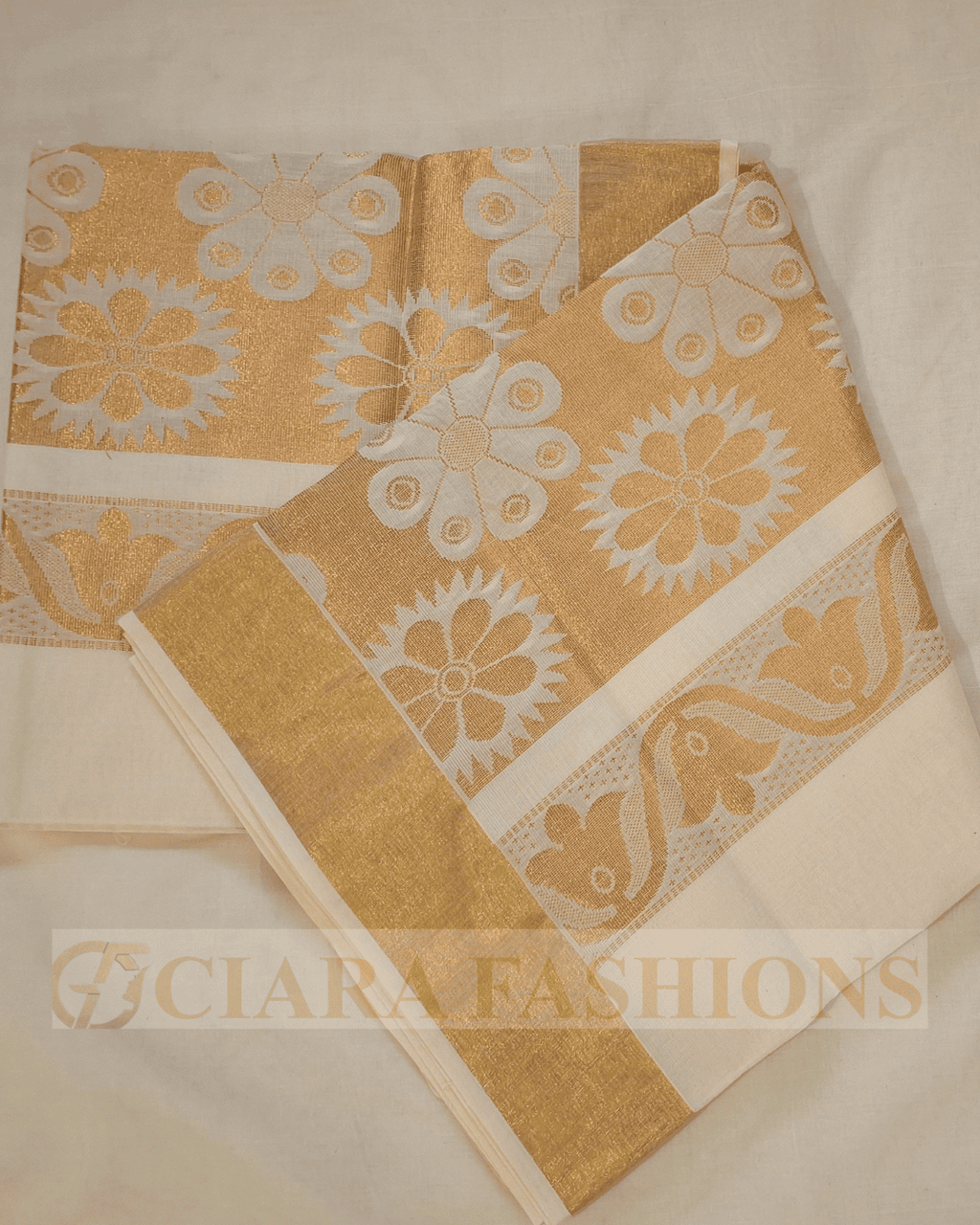 Kerala Cotton Self Weaved Design Saree with Kasavu Border