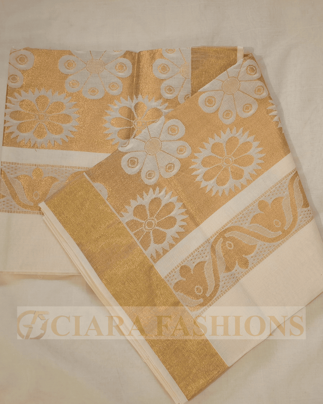Kerala Cotton Self Weaved Design Saree with Kasavu Border