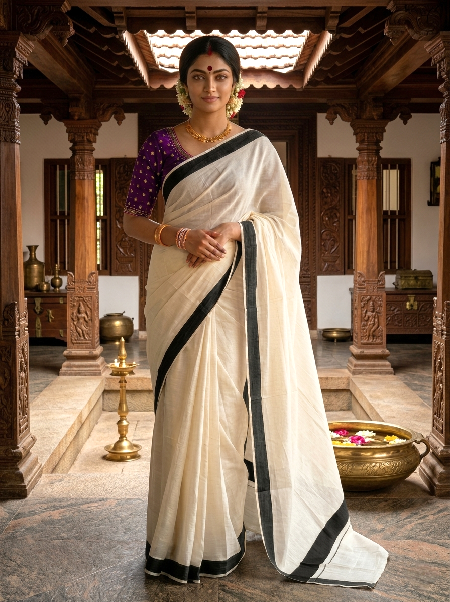 Kerala Cotton Kattikara Saree