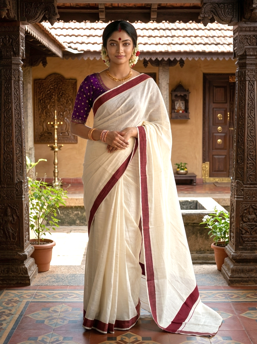 Kerala Cotton Kattikara Saree