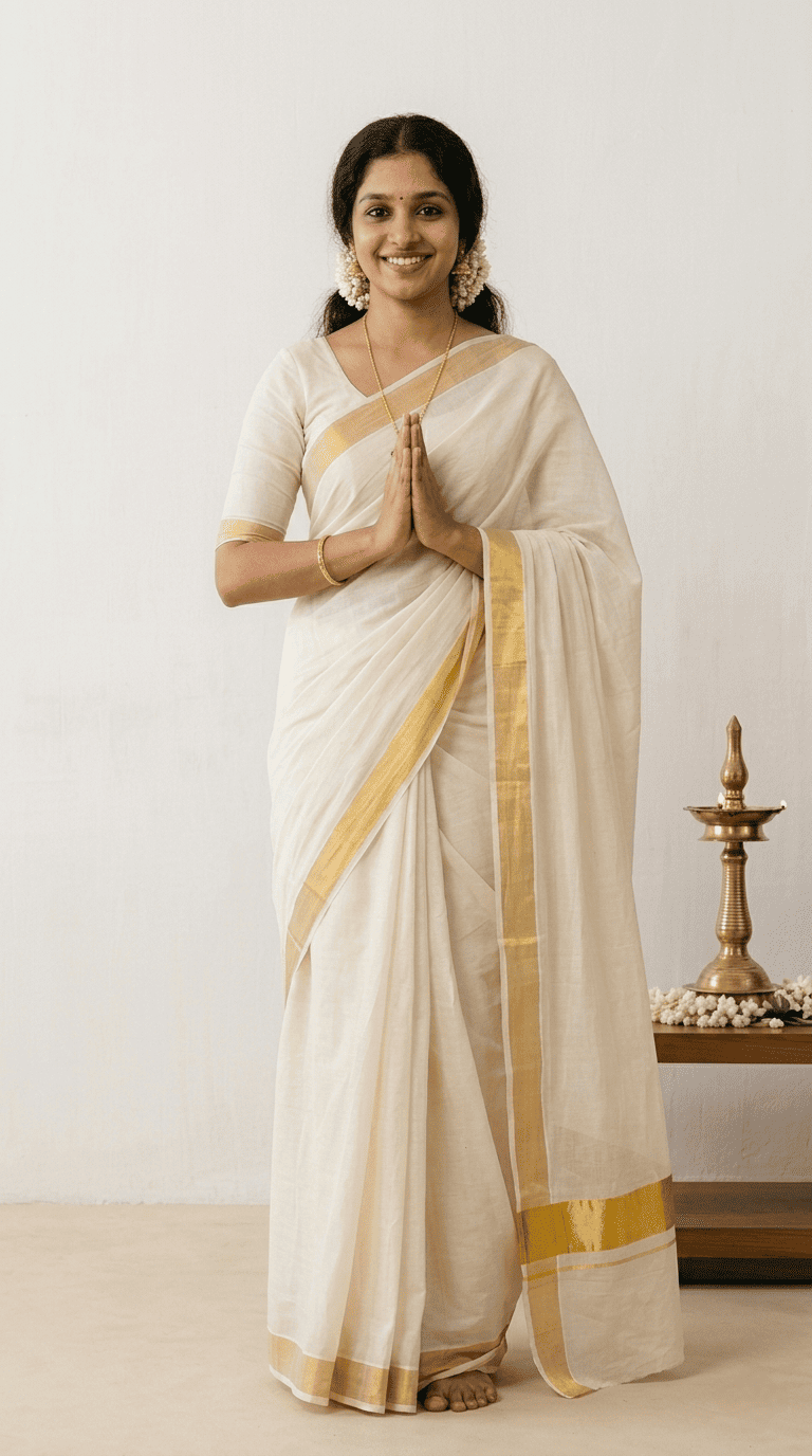 Kerala Cotton Kasavu Set Saree