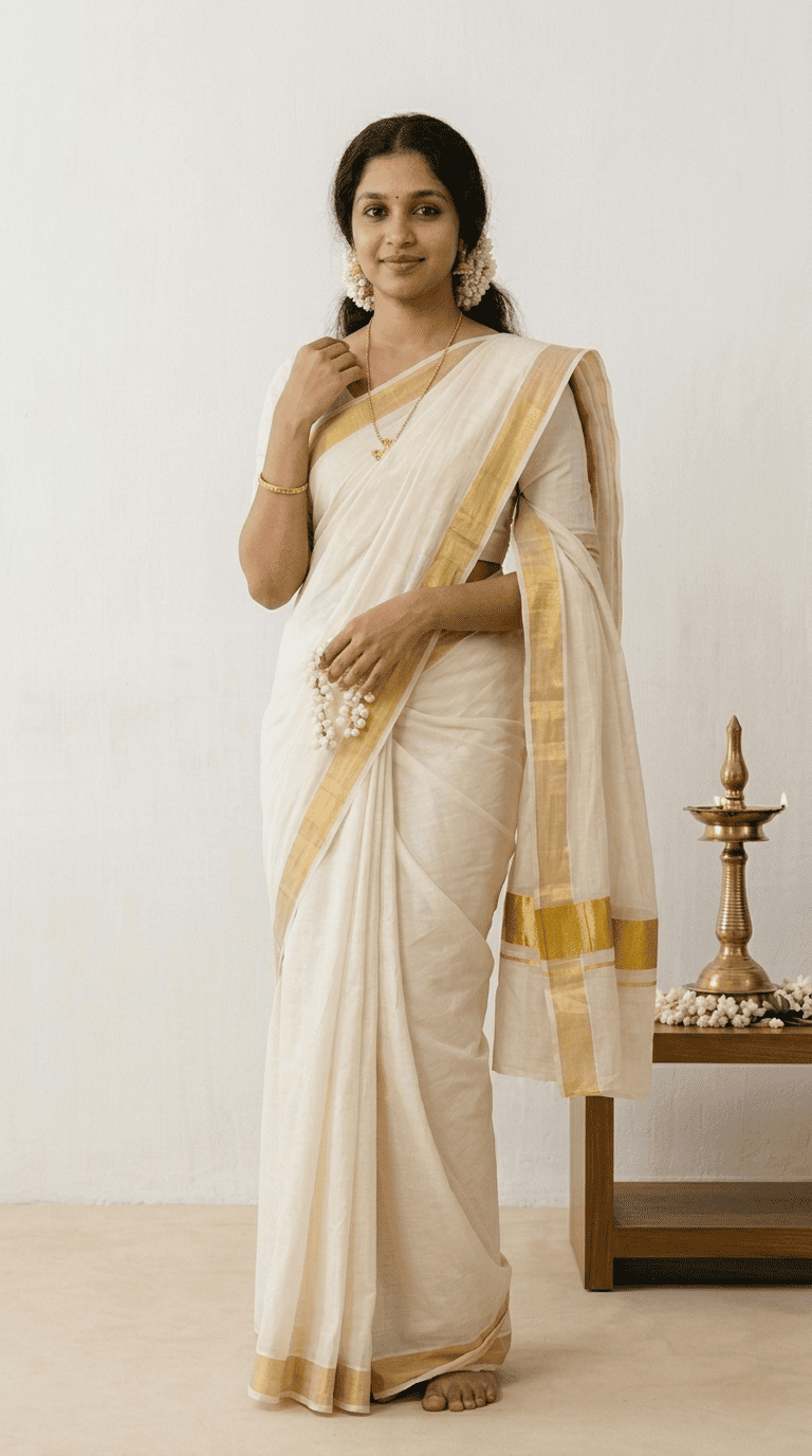 Kerala Cotton Kasavu Set Saree