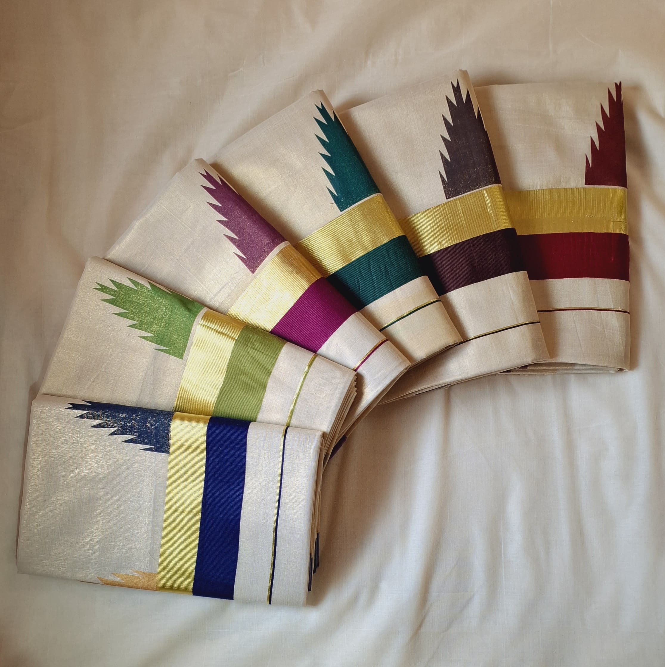 KERALA TISSSUE TOWER PRINT FANCY KASAVU SAREE