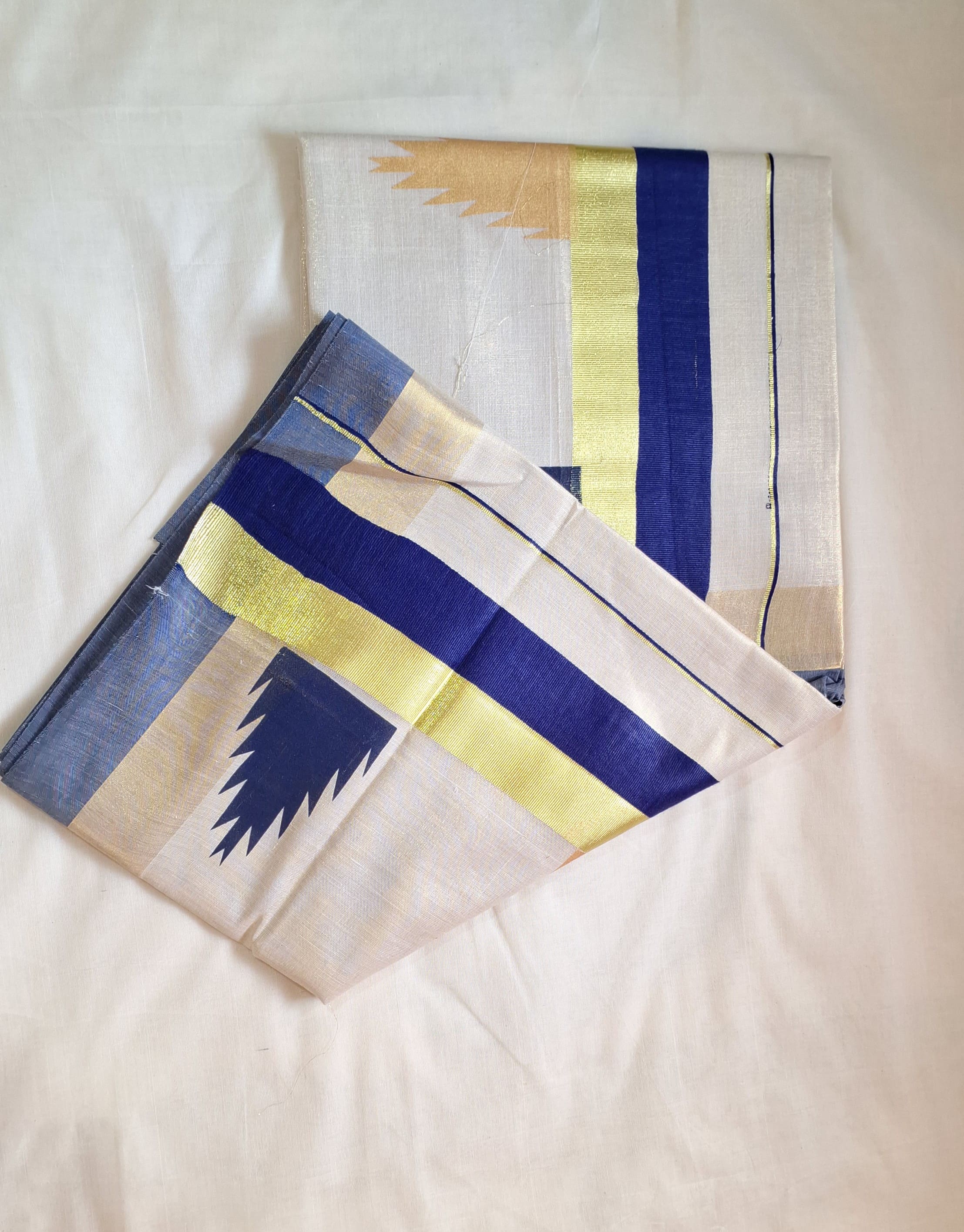 KERALA TISSSUE TOWER PRINT FANCY KASAVU SAREE