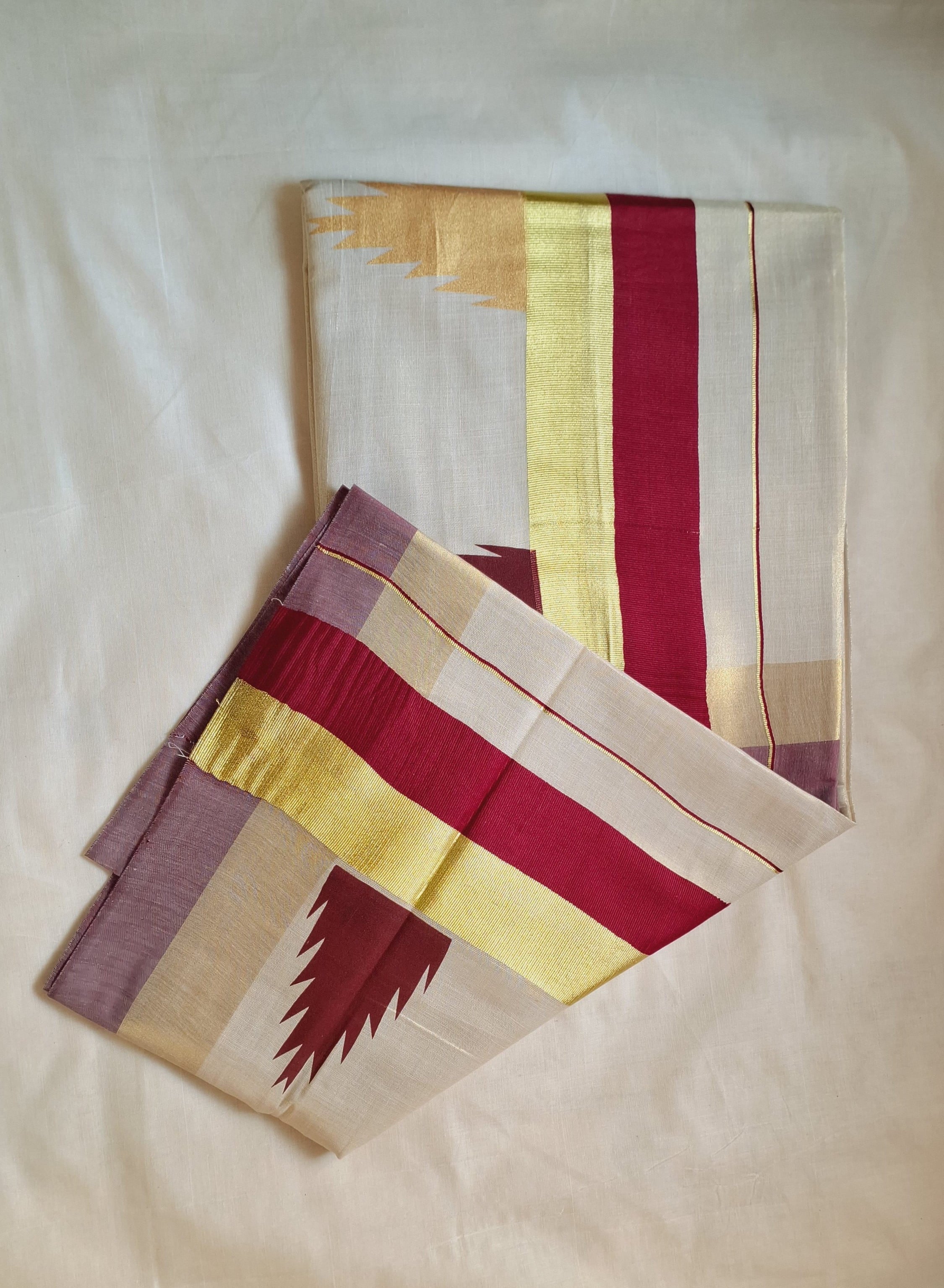 KERALA TISSSUE TOWER PRINT FANCY KASAVU SAREE