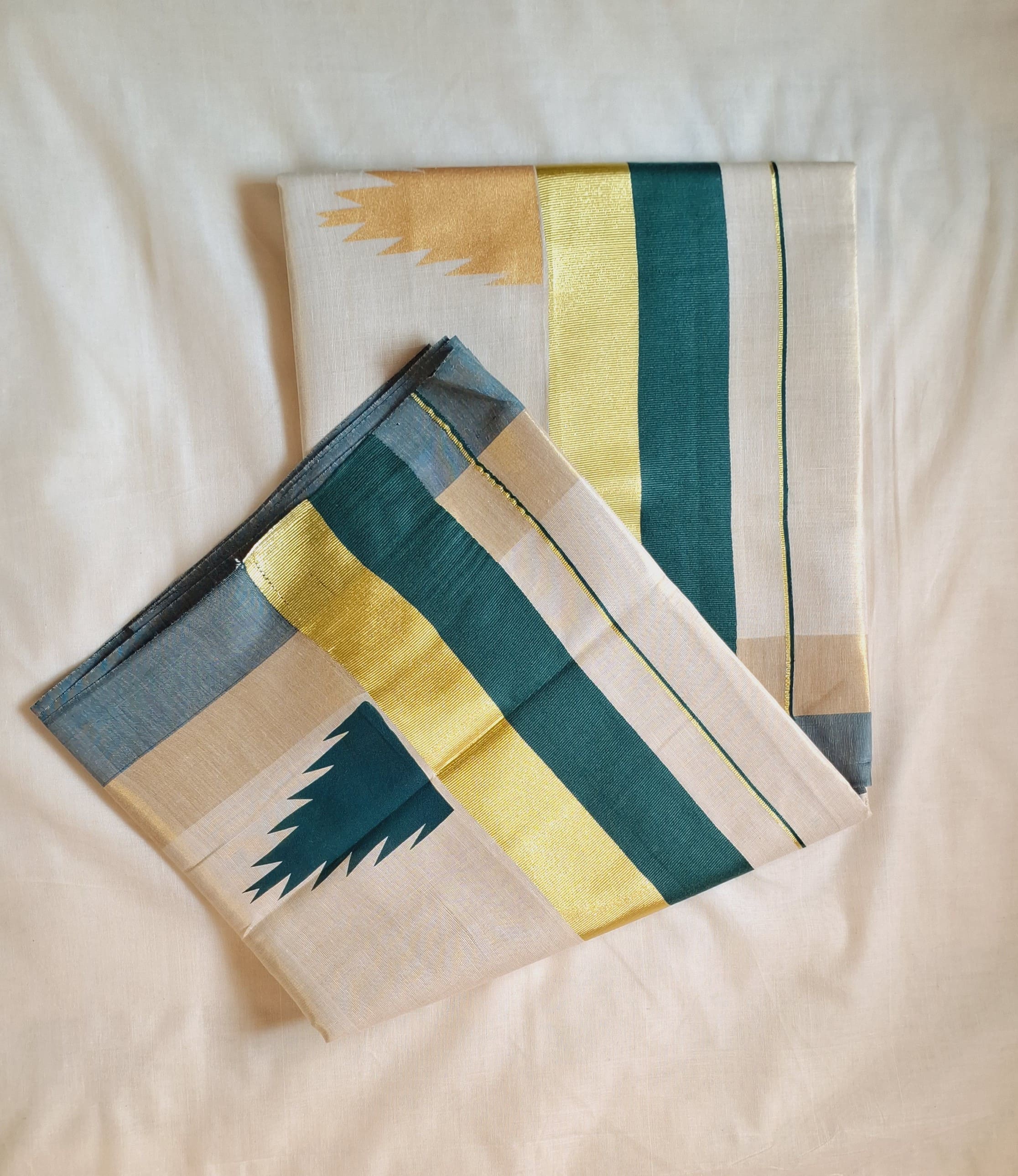 KERALA TISSSUE TOWER PRINT FANCY KASAVU SAREE