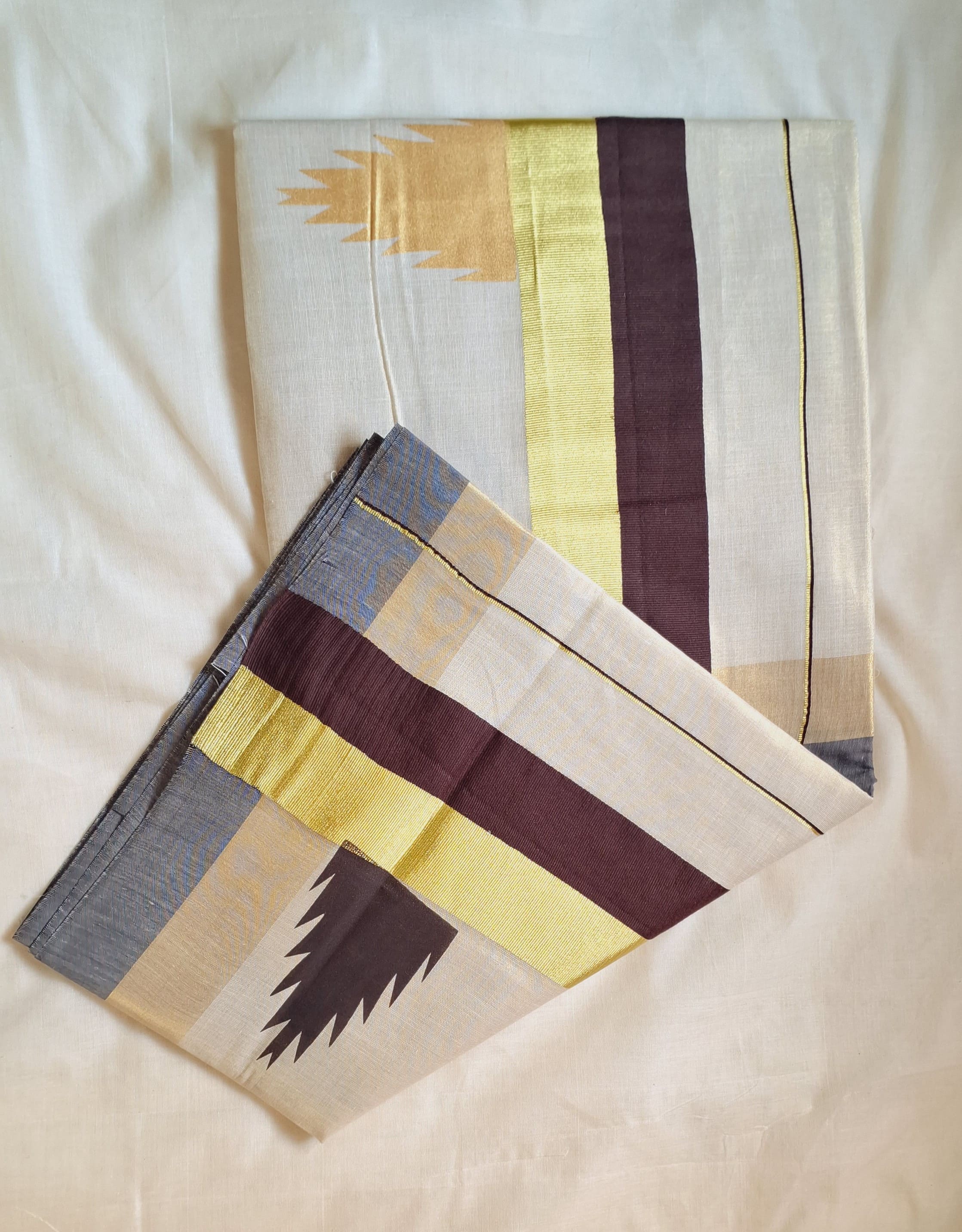 KERALA TISSSUE TOWER PRINT FANCY KASAVU SAREE