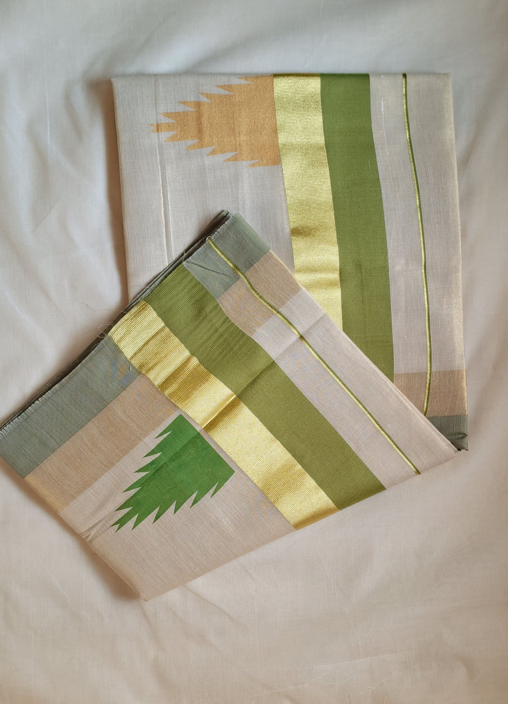 KERALA TISSSUE TOWER PRINT FANCY KASAVU SAREE