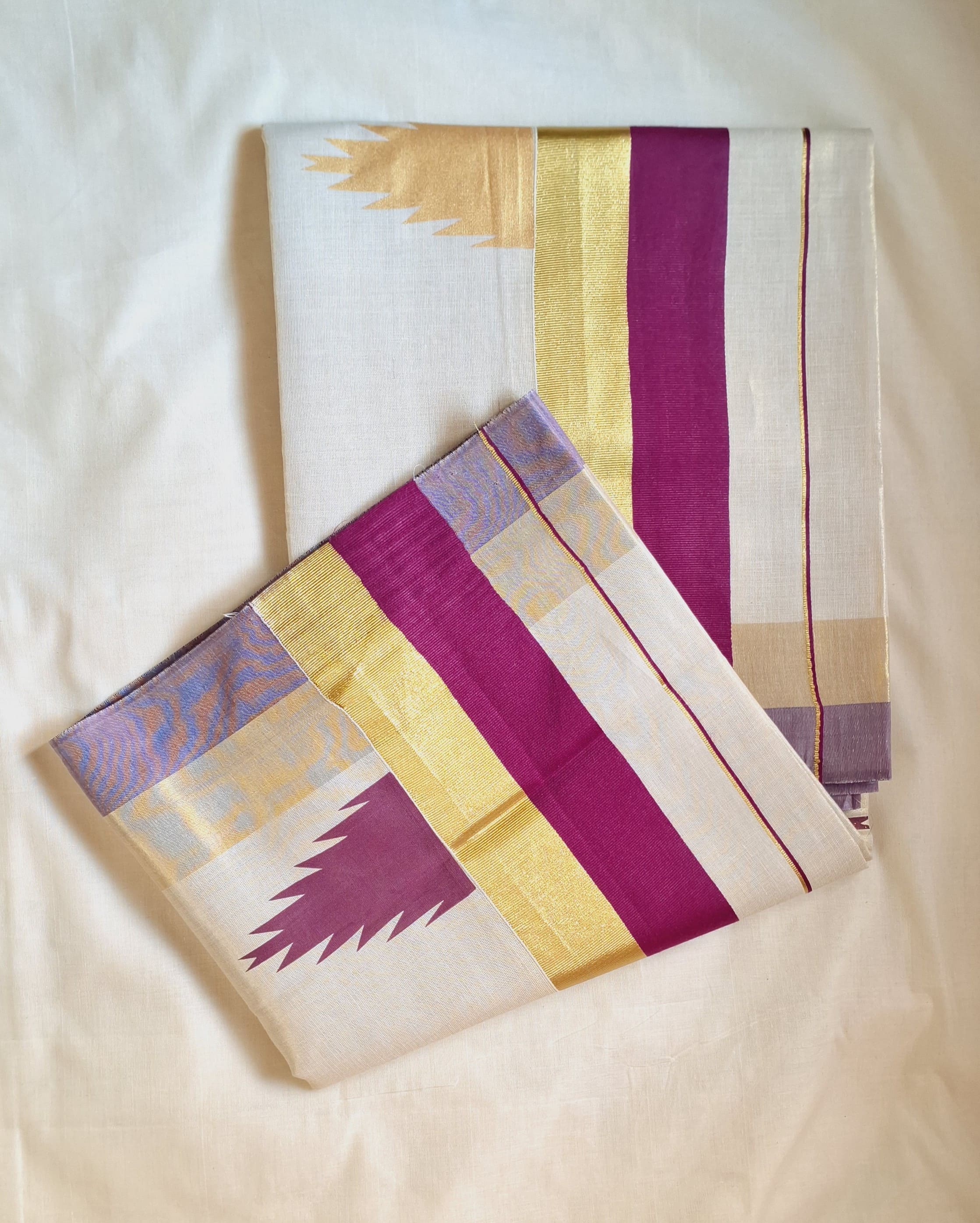 KERALA TISSSUE TOWER PRINT FANCY KASAVU SAREE