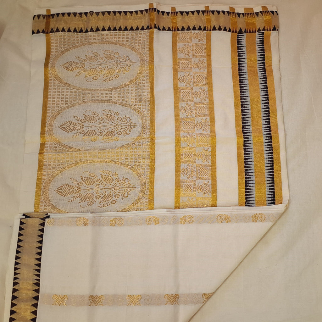 Kerala Cotton Self Weaved Design Saree with Colour Border
