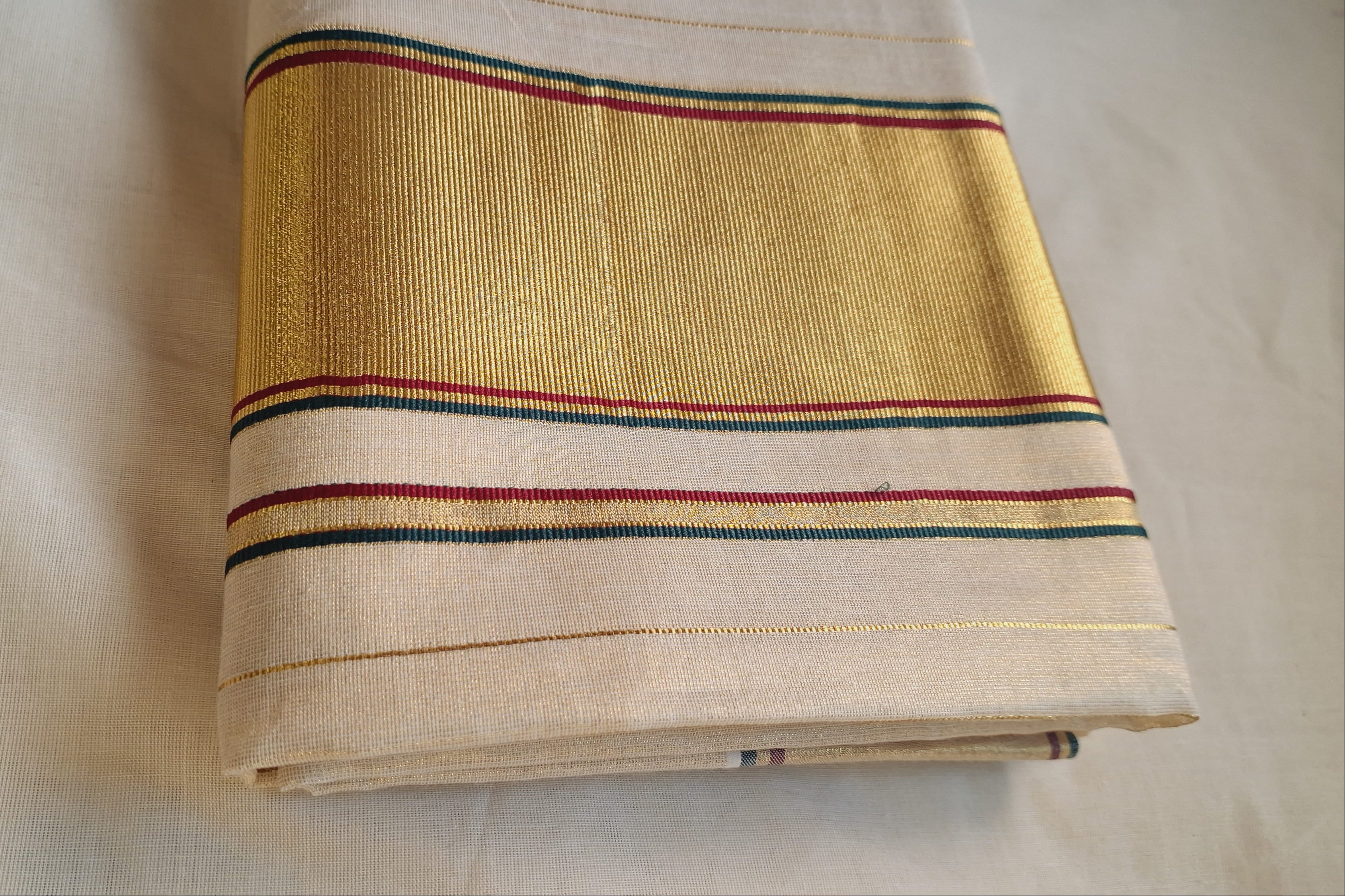 KERALA TISSUE KASAVU LINE SAREE WITH FANCY BORDER