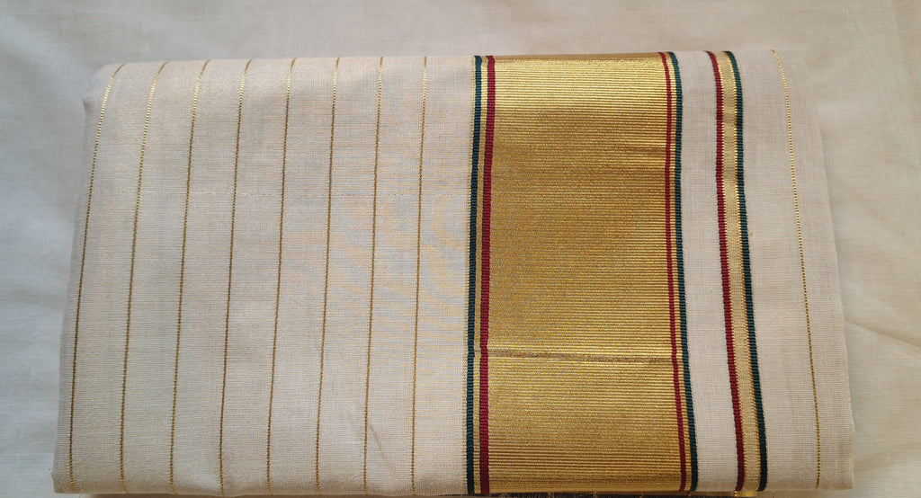 KERALA TISSUE KASAVU LINE SAREE WITH FANCY BORDER