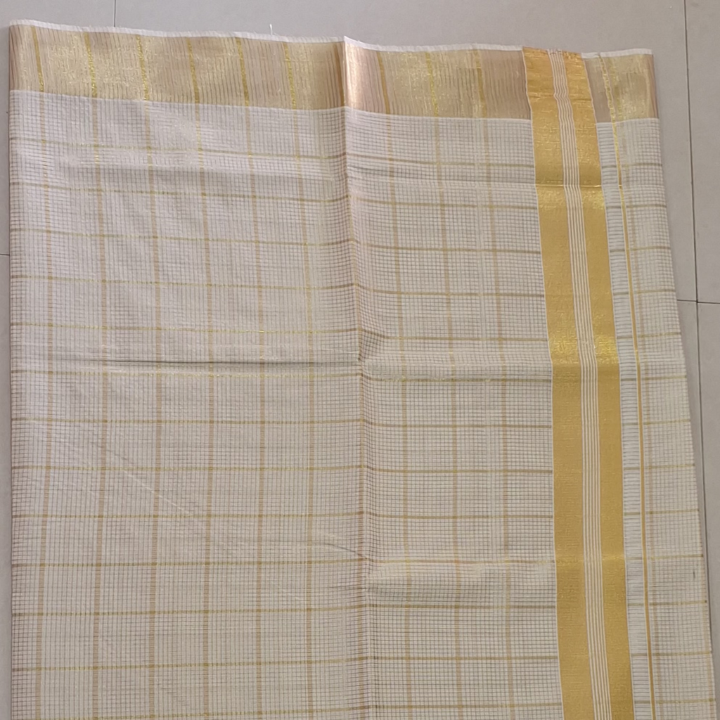 Kerala Cotton Micro Checked Saree