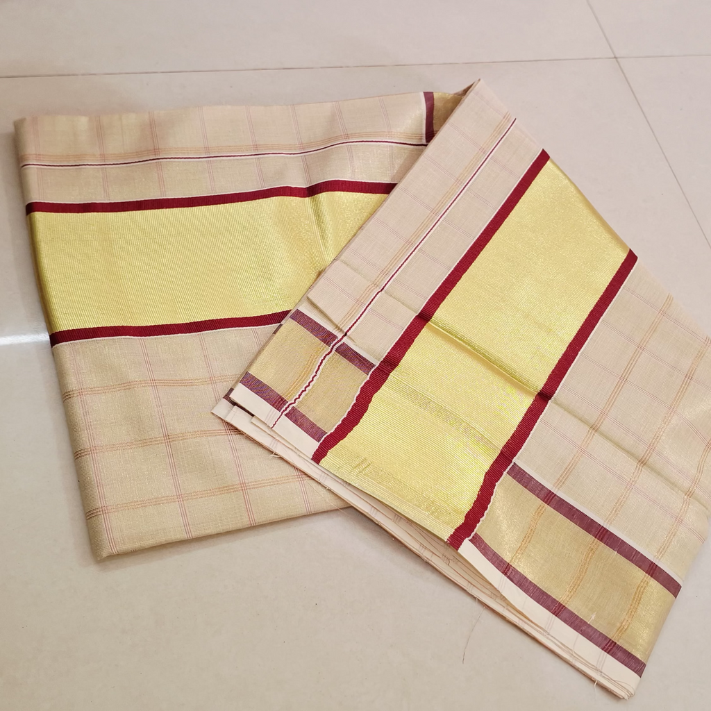Kerala Tissue Check Saree
