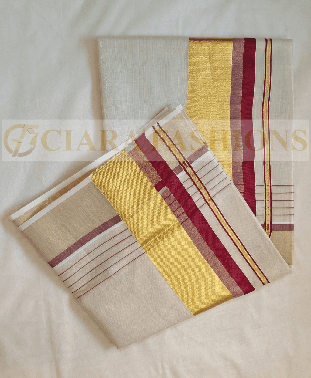 KERALA TISSUE SAREE WITH FANCY LINES