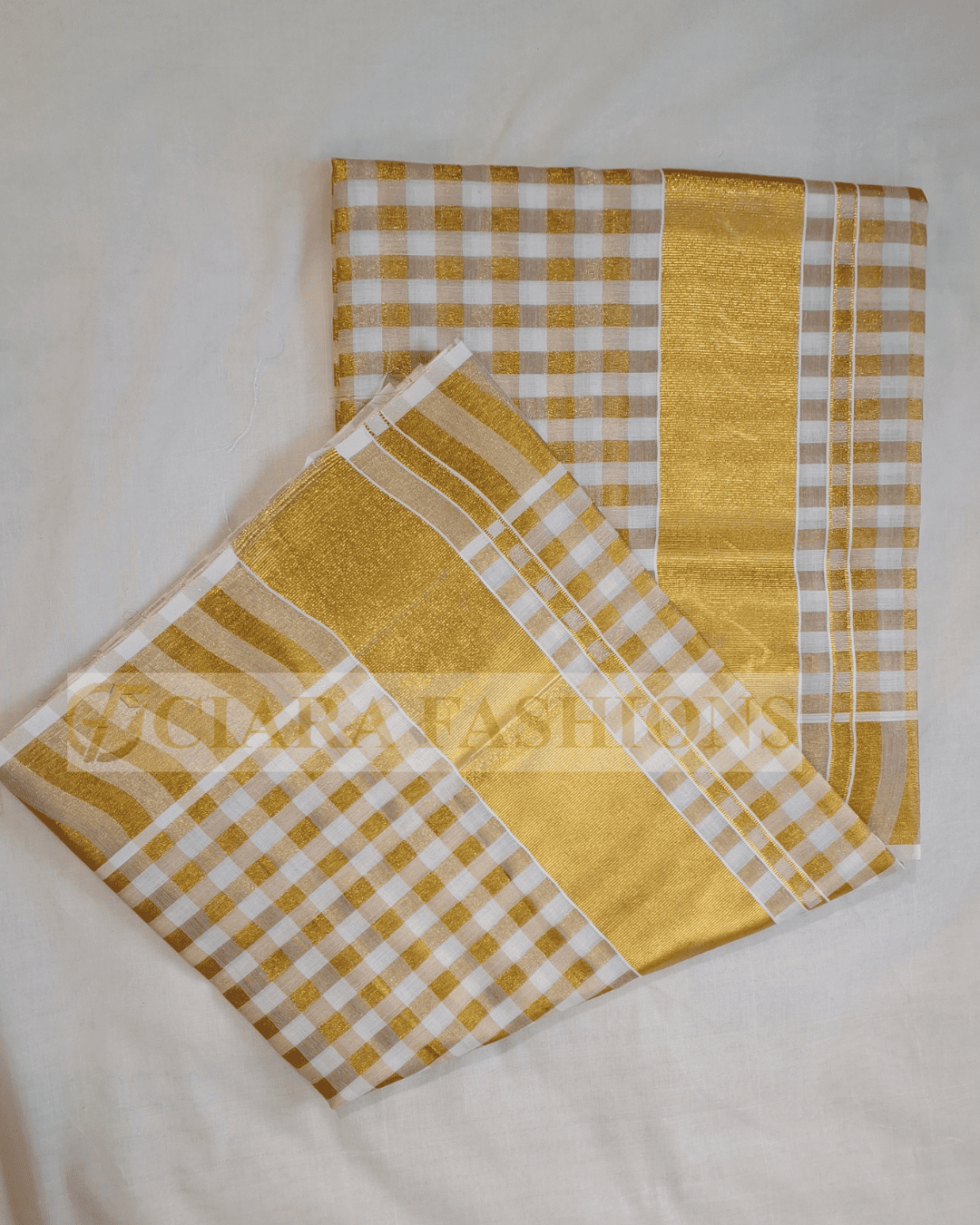 Kerala Saree with Cotton Kasavu Checks