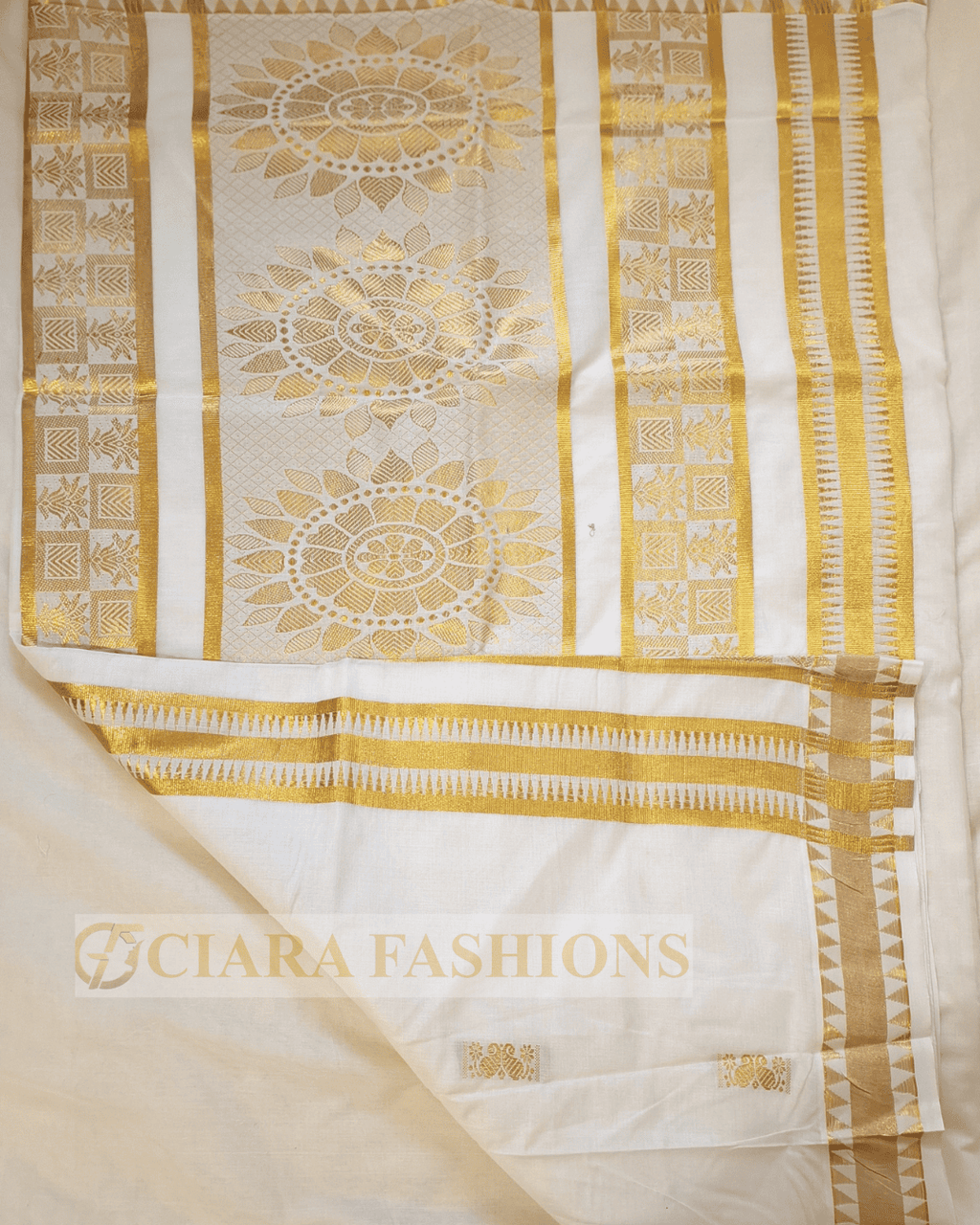 Kerala Cotton Self Weaved Design Saree with Kasavu Border