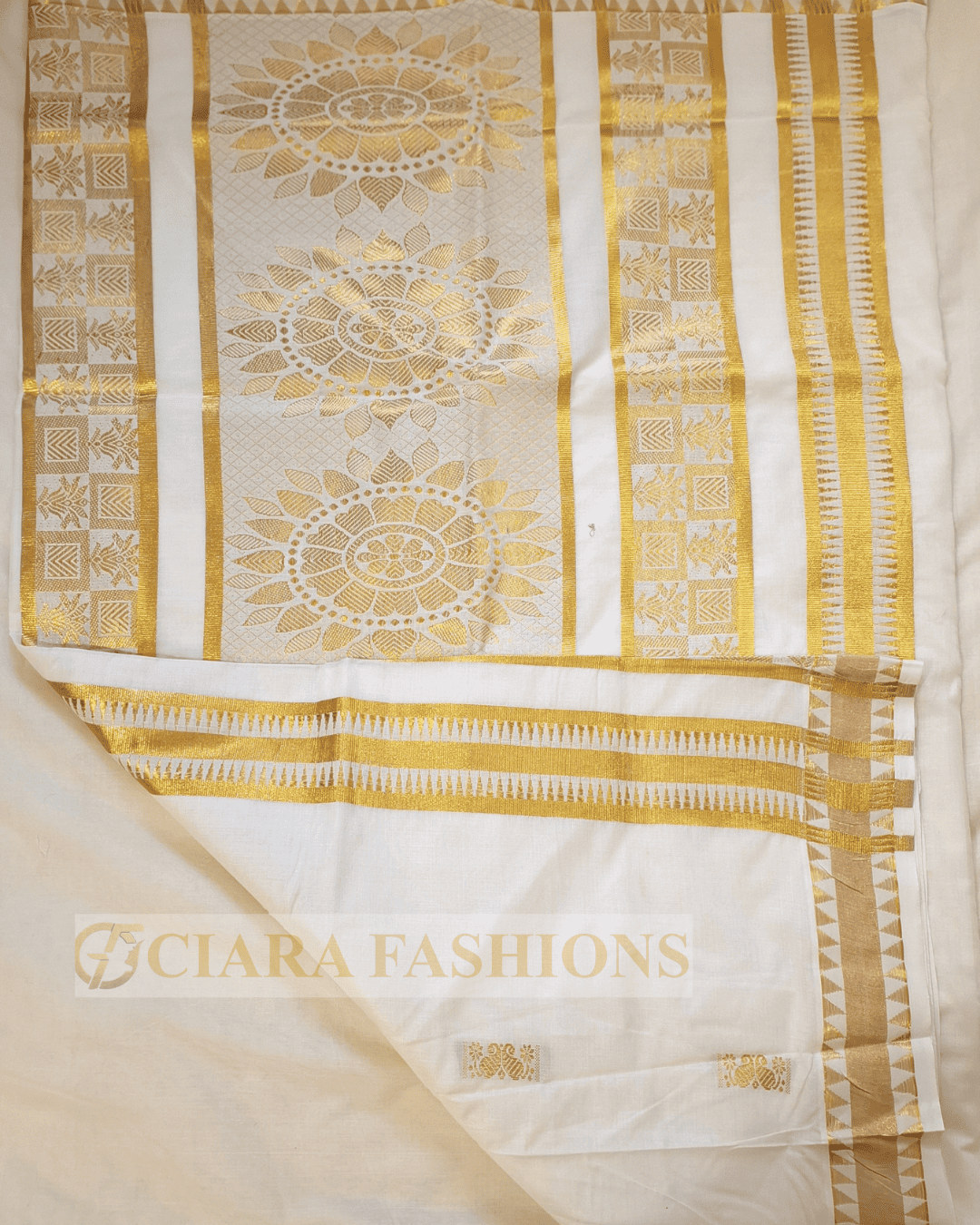 Kerala Cotton Self Weaved Design Saree with Kasavu Border