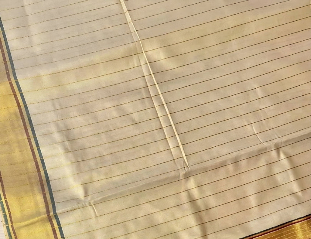 KERALA TISSUE KASAVU LINE SAREE WITH FANCY BORDER